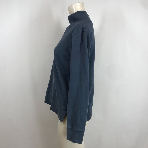 MARINE LAYER - WOMEN'S SMALL - BLUE LONG SLEEVE MOCK COLLAR COTTON TOP SHIRT - Picture 6 of 8